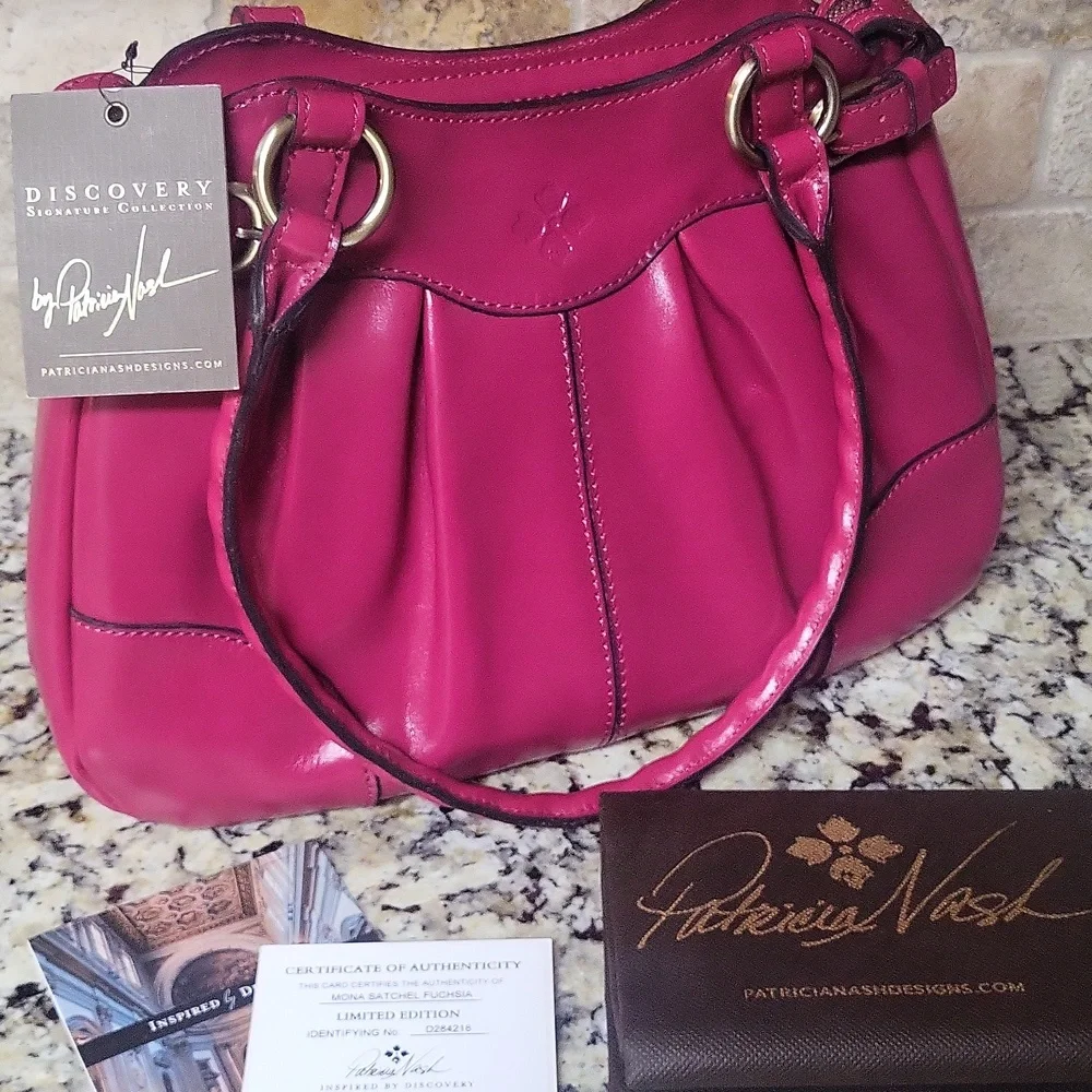 Patricia Nash Pink Discovery Mona Satchel Shoulder Bag